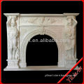 Chinese Style Living Room White Marble Fireplace YL-B098